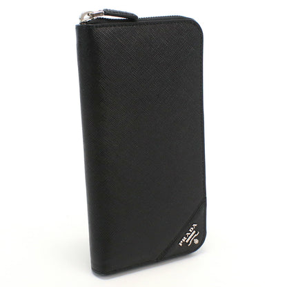 プラダ 長財布ラウンドファスナー メンズ SAFFIANO METAL レザー イタリア 2ML317 NERO ブラック 財布 PRA2ML317051
