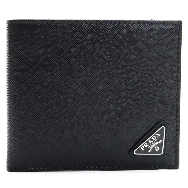 プラダ 二つ折り財布 メンズ ブランド SAF TRIANG レザー イタリア 2MO738 NERO　ブラック 財布 PRA2MO73808