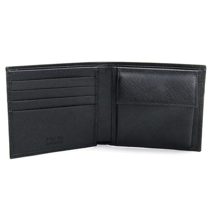 プラダ 二つ折り財布 メンズ ブランド SAF TRIANG レザー イタリア 2MO738 NERO　ブラック 財布 PRA2MO73808
