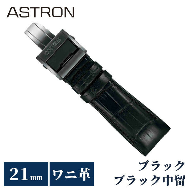 セイコー アストロン 替えバンド 純正 時計ベルト 21mm クロコダイル 革 ブランド 腕時計 メンズ SEIKO ASTRON R7X10DC ブラック R7X10DC