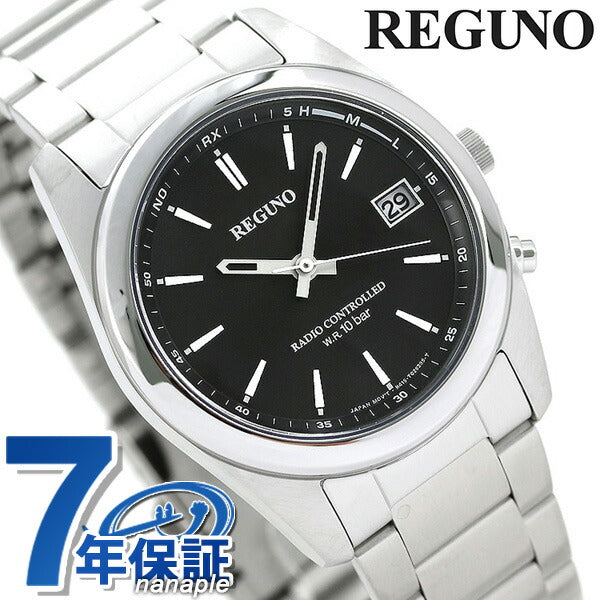 Citizen Regno Eco Drive太阳能无线电时钟黑色条索引RS25-0483H观看品牌