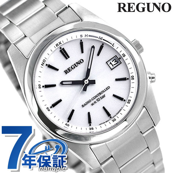 Citizen Regno Eco Drive太阳能无线电时钟白色条指数RS25-0484H观看品牌男士