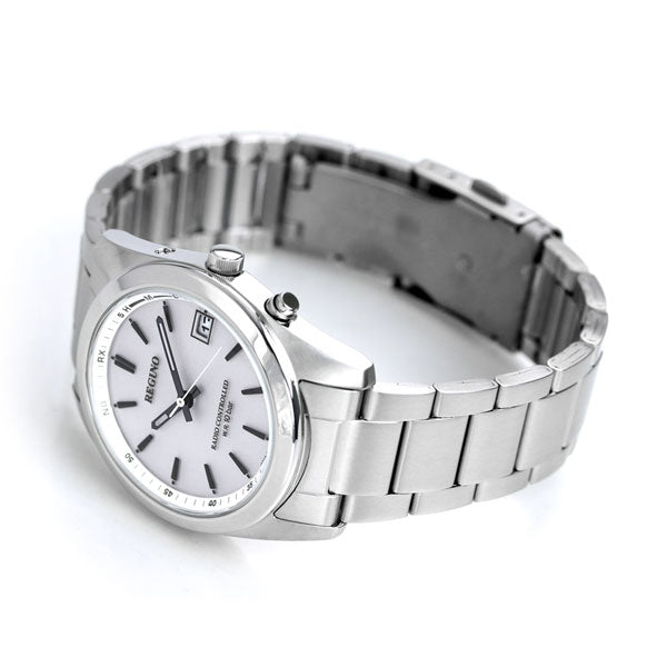 Citizen Regno Eco Drive太阳能无线电时钟白色条指数RS25-0484H观看品牌男士