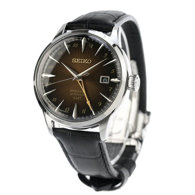 Seiko Pleza鸡尾酒时间GMT自动观看品牌男士精工预售Sary243 Analog Brown Ladition