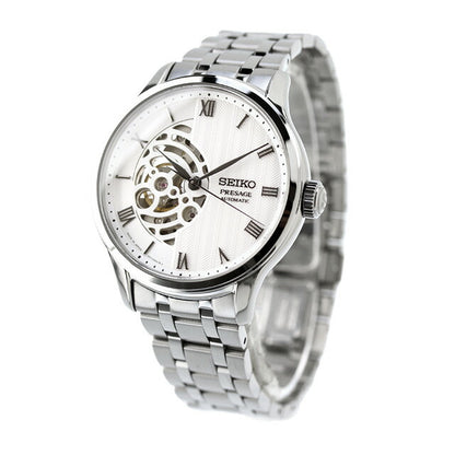 セイコー プレザージュ Japanese Garden ジャパニーズガーデン 自動巻き 腕時計 ブランド メンズ オープンハート SEIKO PRESAGE SARY251 ホワイト 白 日本製 SARY251