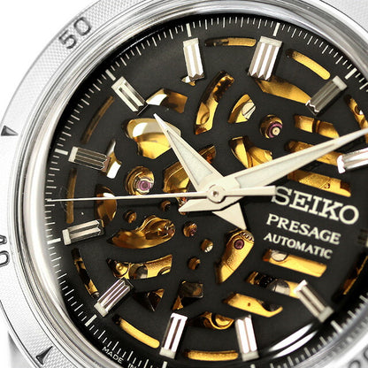 セイコー プレザージュ Style60’s 自動巻き 腕時計 ブランド メンズ オープンハート SEIKO PRESAGE SARY257 アナログ ブラック ゴールド ダークブラウン 黒 SARY257