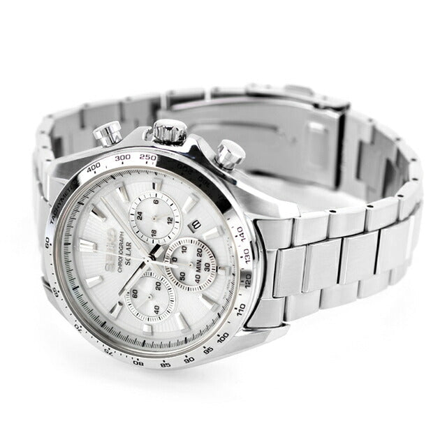 セイコーセレクション Sシリーズ ソーラー 腕時計 ブランド メンズ クロノグラフ SEIKO SELECTION SBPY179 アナログ ホワイト 白 SBPY179
