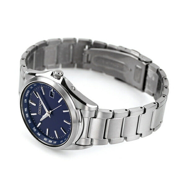 Seiko Watch Solar Radio Titanium World Time Watch Brand Men Made in Japan SBTM289 SEIKO Blue