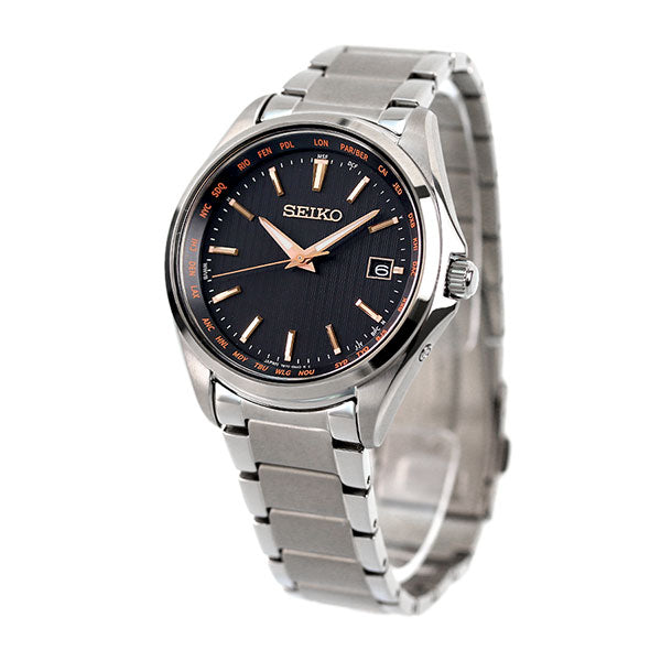 Seiko Watch Solar Radio Titanium World Time Watch Brand Men Made in Japan SBTM293 SEIKO Black