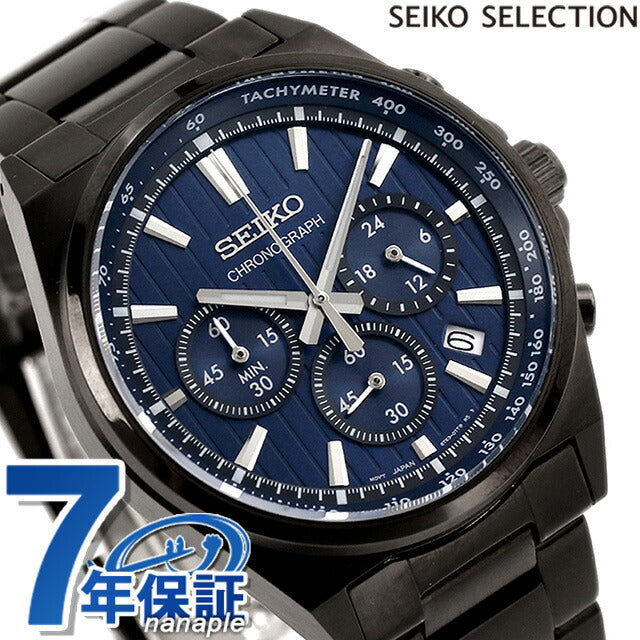 Seiko Selection Quartz Watch Brand Men Limited Model Chronograph SEIKO SBTR035 Analog Blue Black Black