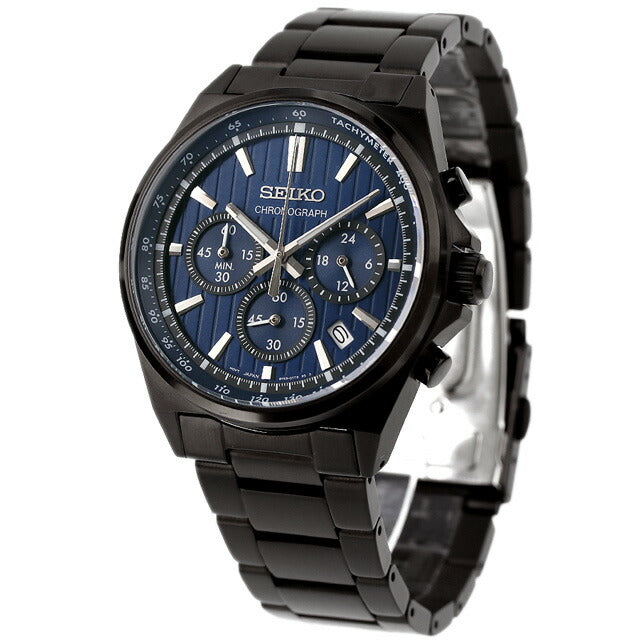 Seiko Selection Quartz Watch Brand Men Limited Model Chronograph SEIKO SBTR035 Analog Blue Black Black