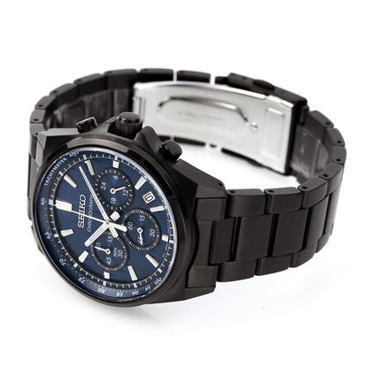 Seiko Selection Quartz Watch Brand Men Limited Model Chronograph SEIKO SBTR035 Analog Blue Black Black