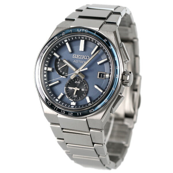 精工Astron Nexter世界时间太阳能无线电手表品牌SBXY037 Seiko Blue Gray