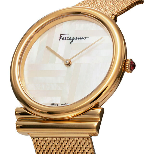 サルヴァトーレ フェラガモ GANCINI クォーツ 電池式 腕時計 ブランド レディース Salvatore Ferragamo SFIY00719 アナログ ホワイトシェル イエローゴールド SFIY00719