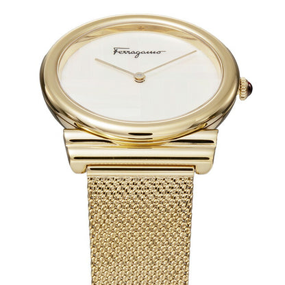 サルヴァトーレ フェラガモ GANCINI クォーツ 電池式 腕時計 ブランド レディース Salvatore Ferragamo SFIY00719 アナログ ホワイトシェル イエローゴールド SFIY00719