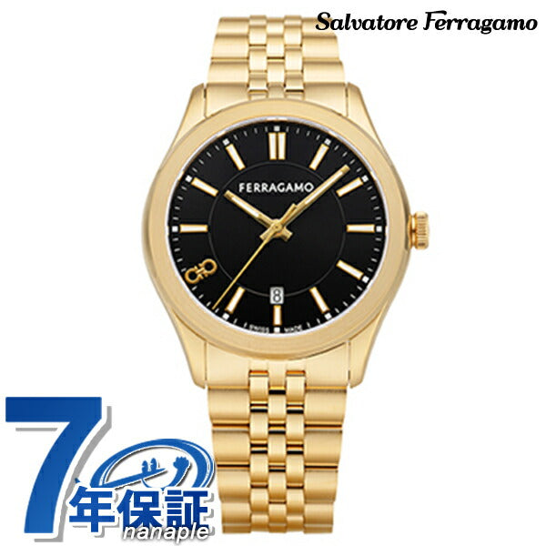 Salvatore Ferragamo New Gent Quartz观看品牌男士Salvatore Ferragamo SFU500523模拟黑色黄金