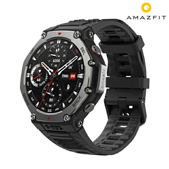 アマズフィット T-Rex 3 充電式クオーツ スマートウォッチ ブランド メンズ Amazfit SP170069-C218 デジタル ブラック 黒 SP170069-C218