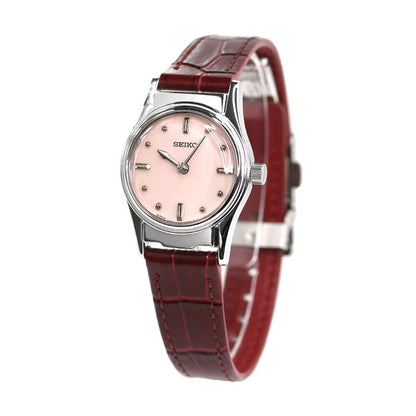 Seiko Touch Reading Clock Clock Collapsed Dial Collapse Dial Made in Japan Quartz Ladies Watch Brand SQWK033 SEIKO Pink Red Leather Belt