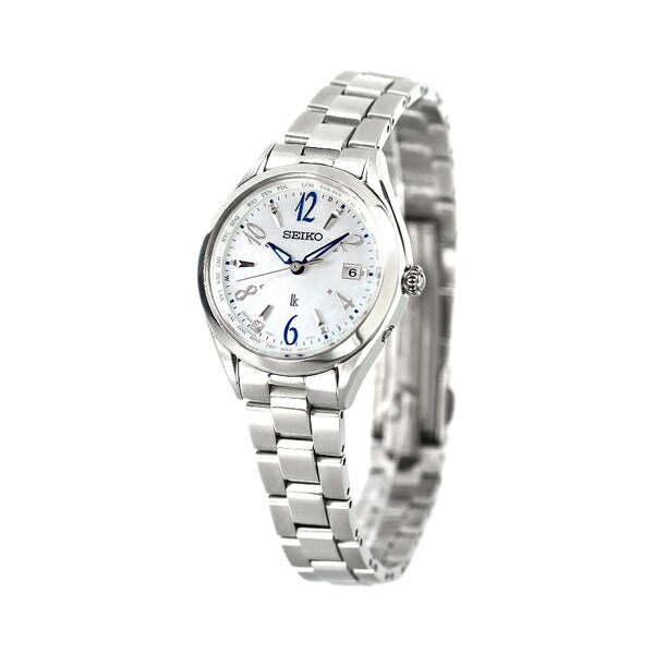 Seiko Rukia Solar Radio Radio World Time Made in Japan Solar Radio Watch Brand SSQV103 SEIKO White Shell Silver Ladies