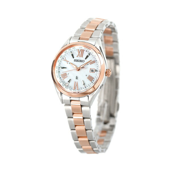 Seiko Rukia Solar Radio World Time Solar Radio Watch Brand SSQV104 SEIKO White Shell Pink Gold Ladies