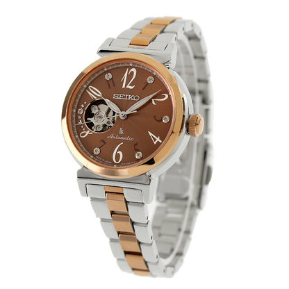 セイコー ルキア メカニカルモデル 自動巻き 腕時計 ブランド レディース オープンハート SEIKO LUKIA SSVM062 アナログ ブラウン シルバー ピンクゴールド SSVM062