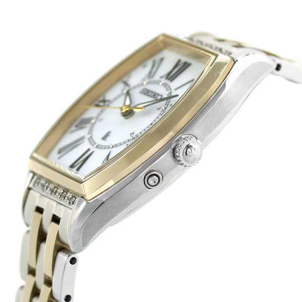 Seiko Rukia Lordy Diamond Lord Gold Solar Radio Watch Brand SSVW180 SEIKO White Shell Champagne Gold Ladies