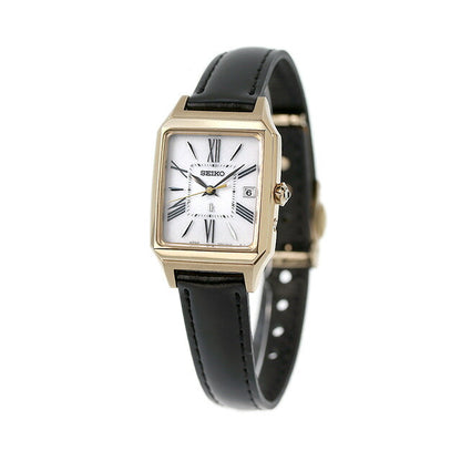 Seiko Rukia Solar Radio Watch Brand Ladies Leather Belt SEIKO SSVW212 Analog Silver Black Black Japan