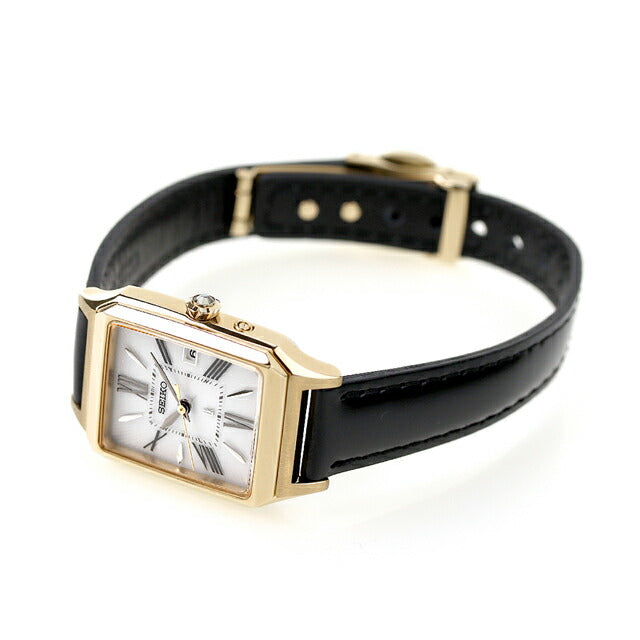 Seiko Rukia Solar Radio Watch Brand Ladies Leather Belt SEIKO SSVW212 Analog Silver Black Black Japan