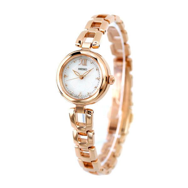 精工观看品牌宇宙太阳能女士SWFA196 SEIKO SERIKO SIRVER PINK GOLD