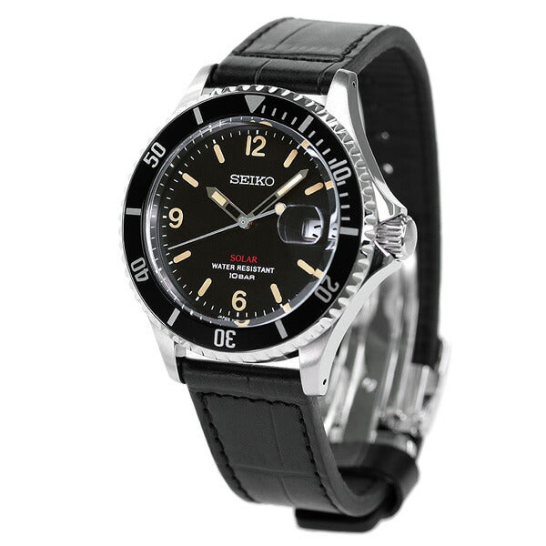 セイコー 限定モデル 日本製 ソーラー メンズ 腕時計 ブランド SZEV013 SEIKO ブラック 革ベルト SZEV013