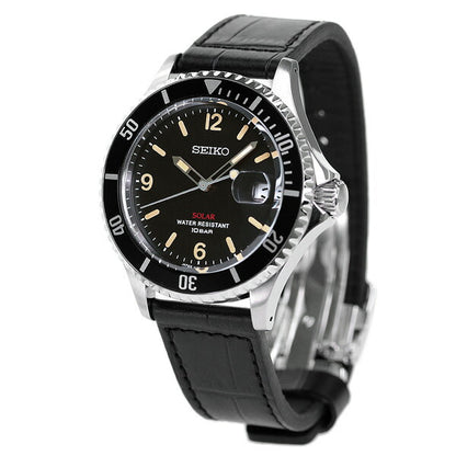 セイコー 限定モデル 日本製 ソーラー メンズ 腕時計 ブランド SZEV013 SEIKO ブラック 革ベルト SZEV013