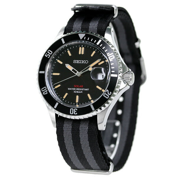 セイコー 限定モデル 日本製 ソーラー メンズ 腕時計 ブランド SZEV014 SEIKO ブラック グレー ナイロンベルト SZEV014