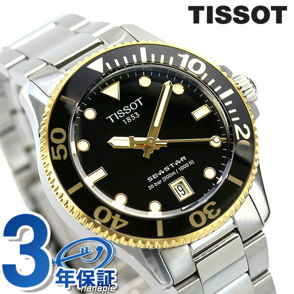 Tiso T-Sports Sea Star 1000观看品牌女士36mm瑞士石英T120.210.21.21.051.00黑色T1202102105100