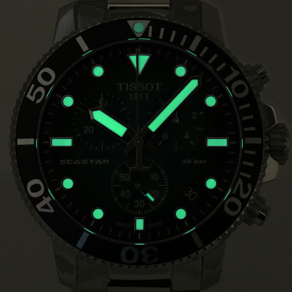 Tiso Watch Brand T-Sports Sea Star 1000男子45.5毫米计时潜水员手表Quartz T120.417.11.091.01 T120417109101