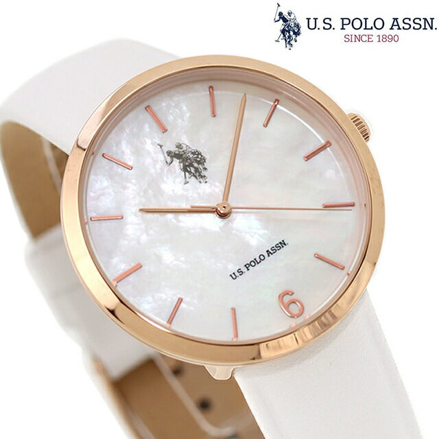 Uspolo antson Quartz Watch Brand Ladies US-24WH模拟壳白色白色