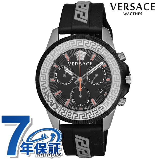 ヴェルサーチ グレカ アクション クロノ クオーツ 腕時計 ブランド メンズ クロノグラフ VERSACE VE3J00222 アナログ 黒