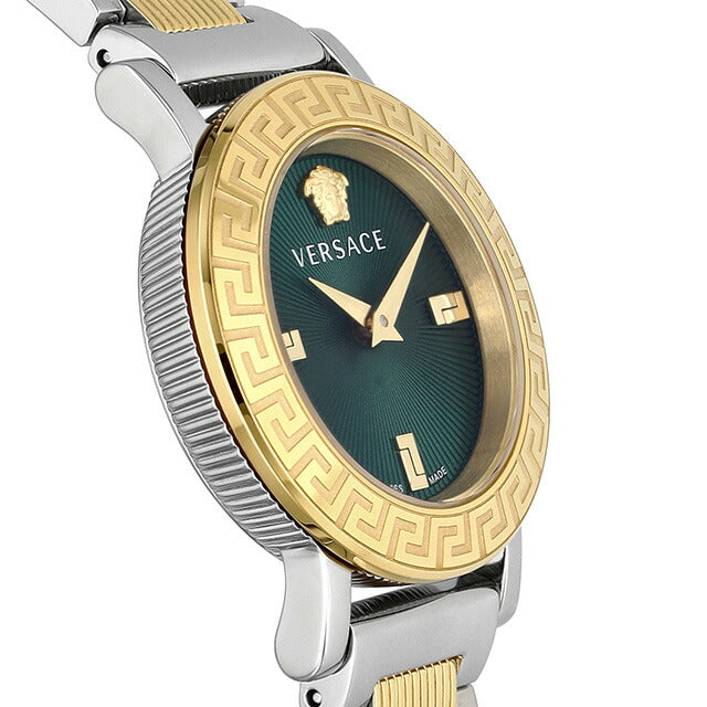 Versace STUD ICON Quartz Watch Brand Ladies VERSACE VE6M00322 Analog Green Yellow Gold