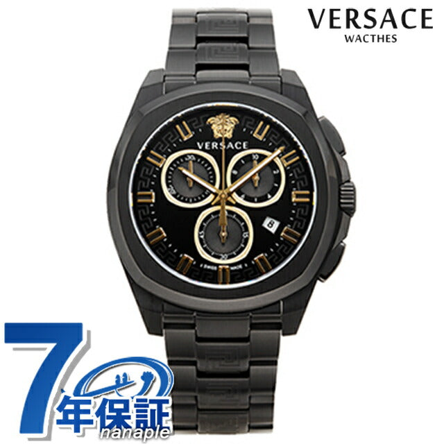 Versace Geo Chrono Quartz观看品牌男士计时码表VERSACE VERACE VE7CA0923模拟全黑色黑色