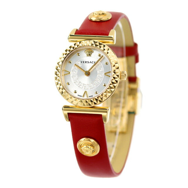 Versace Clock Mini Vanity 27mm瑞士石英女士观看品牌VEAA01220银红色