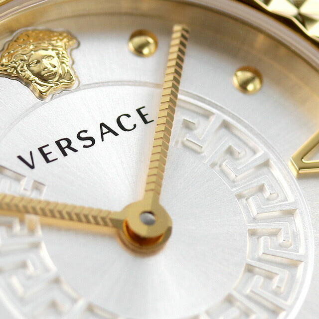 Versace Clock Mini Vanity 27mm Swiss Quartz Ladies Watch Brand VEAA01220 Silver Red