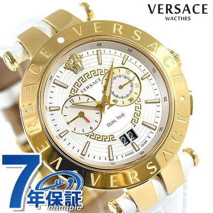 范思哲（Versace）观看男士观看品牌v竞赛双重时间46毫米VEBV00319 VERSERCE银色皮带