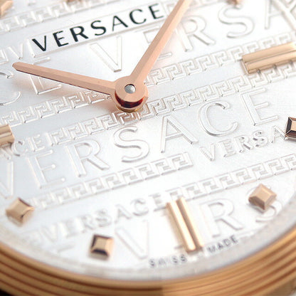 Versace Watch Miander Watch Brand Ladies皮革皮带Velw00922模拟银灰色瑞士