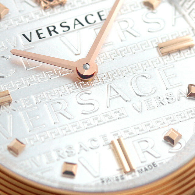 Versace Clock Mignander Watch Brand Ladies皮革皮带Velw01022模拟银浅棕色瑞士