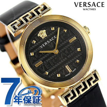 Versace Miander Quartz Watch Brand Ladies Leather Belt Velw01122 Analog Navy Black Black Swiss