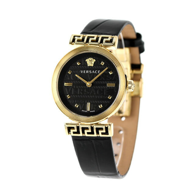 Versace Miander Quartz Watch Brand Ladies Leather Belt Velw01122 Analog Navy Black Black Swiss