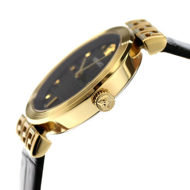 Versace Miander Quartz Watch Brand Ladies Leather Belt Velw01122 Analog Navy Black Black Swiss