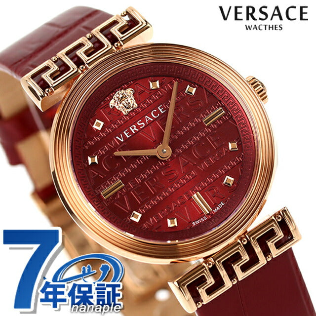 Versace Miander Quartz Watch Brand Ladies Leather Belt Velw01222 Analog Red Red Switzerland