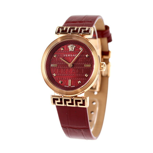 Versace Miander Quartz Watch Brand Ladies Leather Belt Velw01222 Analog Red Red Switzerland