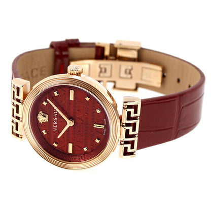 Versace Miander Quartz Watch Brand Ladies Leather Belt Velw01222 Analog Red Red Switzerland