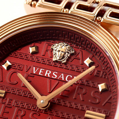 Versace Miander Quartz观看品牌女士皮革皮带Velw01222模拟红色红色瑞士